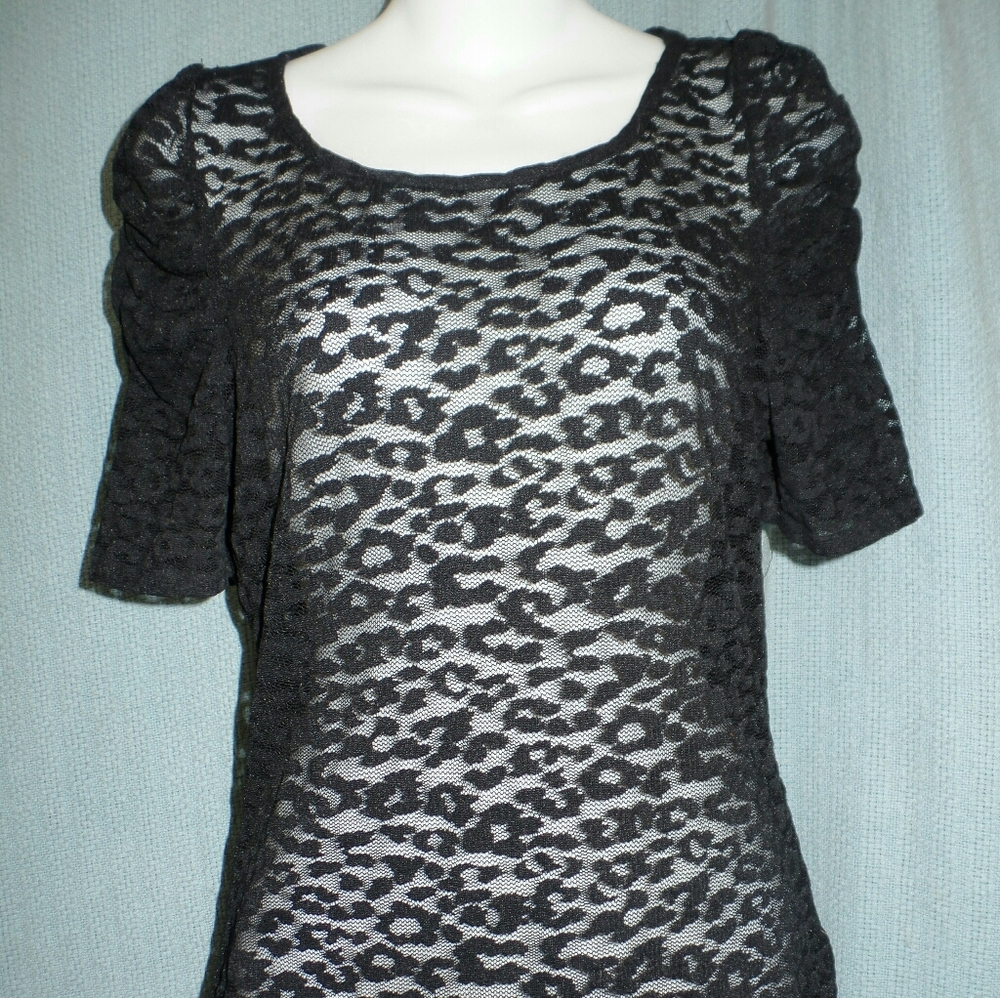 Forever 21 "See-through" Black Leopard Print Top